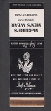 Shiffer Hillman McGuires Men's Wear Lethbridge Waterton Park Canada Matchcover
