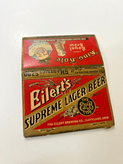 Eilert's & King Cole Beer Matchbook Cover Eilert's Brewing Co. Cleveland Ohio