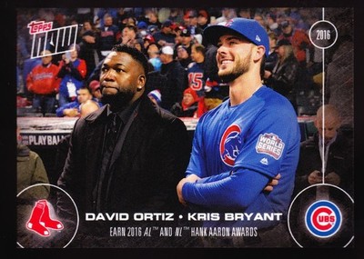 David Ortiz Red Sox Kris Bryant Cubs Earn Hank Aaron Awards 2016 Topps NOW OS-1
