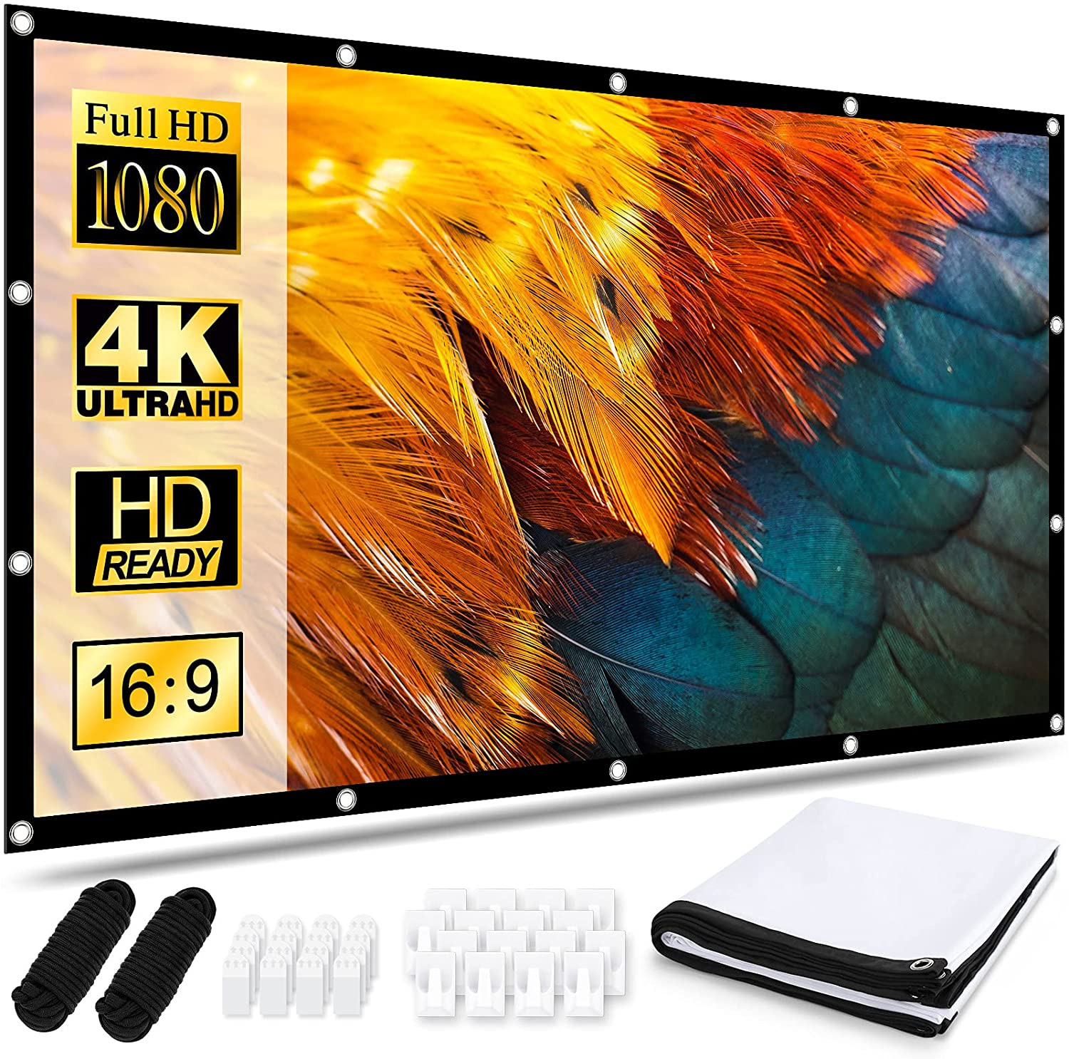 Schermo Proiettore 120 Pollici 16:9 HD | Telo Portatile Anti-Piega