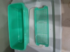 Green Plastic Rectangular Storage Container Set with Removable Insert, 2 Pieces
