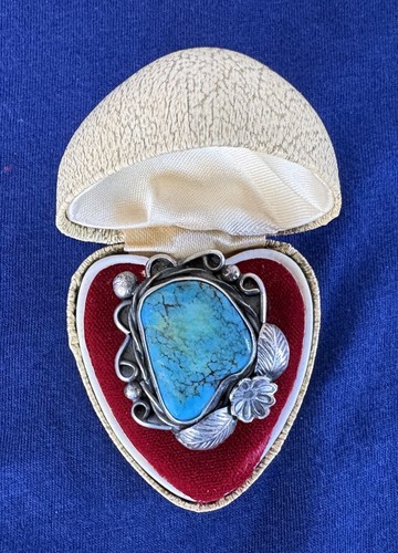SIGNED LEO ARVISO Navajo Ring  Old Kingman Spider web Turquoise - STG - SiZE 6