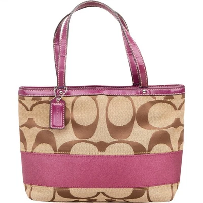 Coach Monogram Signature Stripe Tote Handbag Tasche - Bild 1 von 4