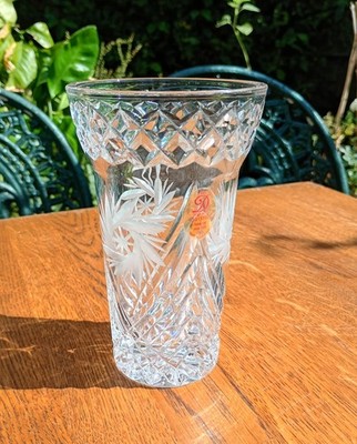 Vintage Dresdner Kristall Germany handgeschliffen 24% Bleikristall Pinwheel Vase