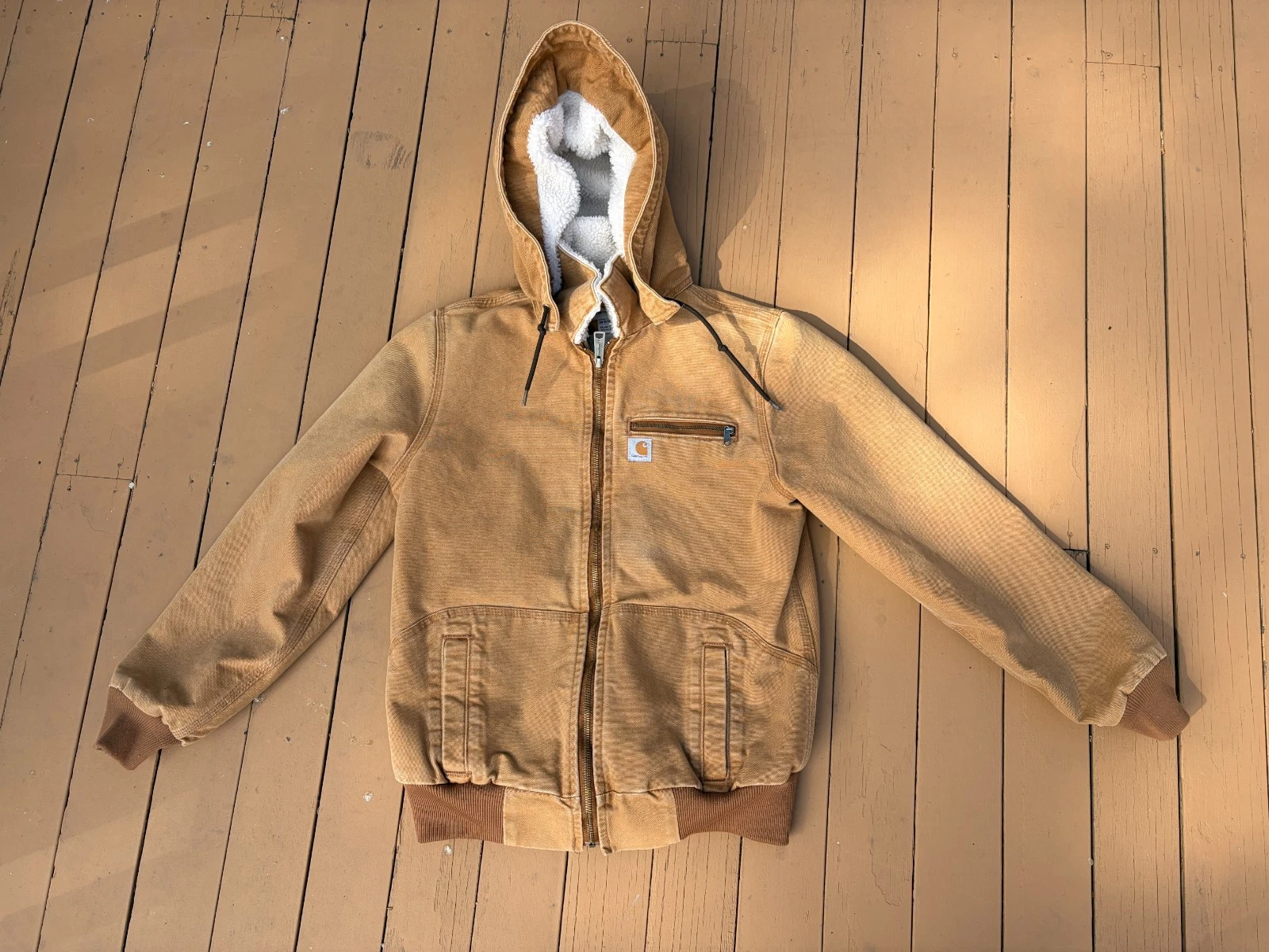 Carhartt 100815-211 Shepa Lined Tan Jacket w/Hood Size M (8/10) Women’s
