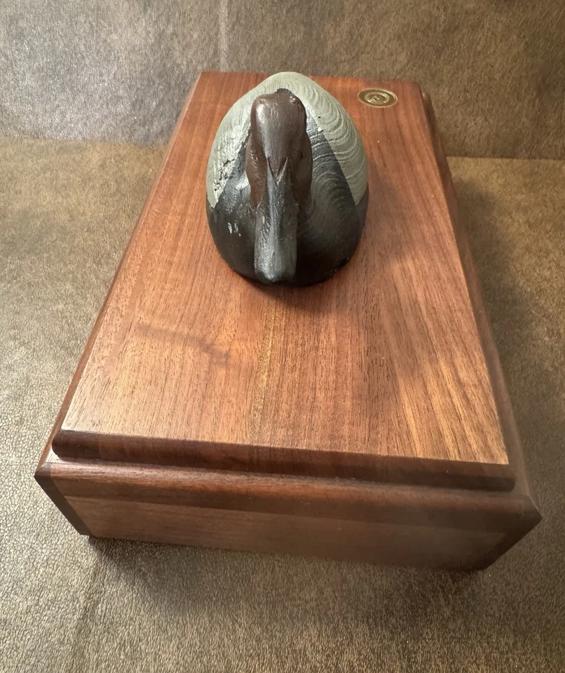 Vintage Ducks Unlimited Hand Carved Duck Decoy Accessory Storage Box 12x7x6 - Image 3 of 4