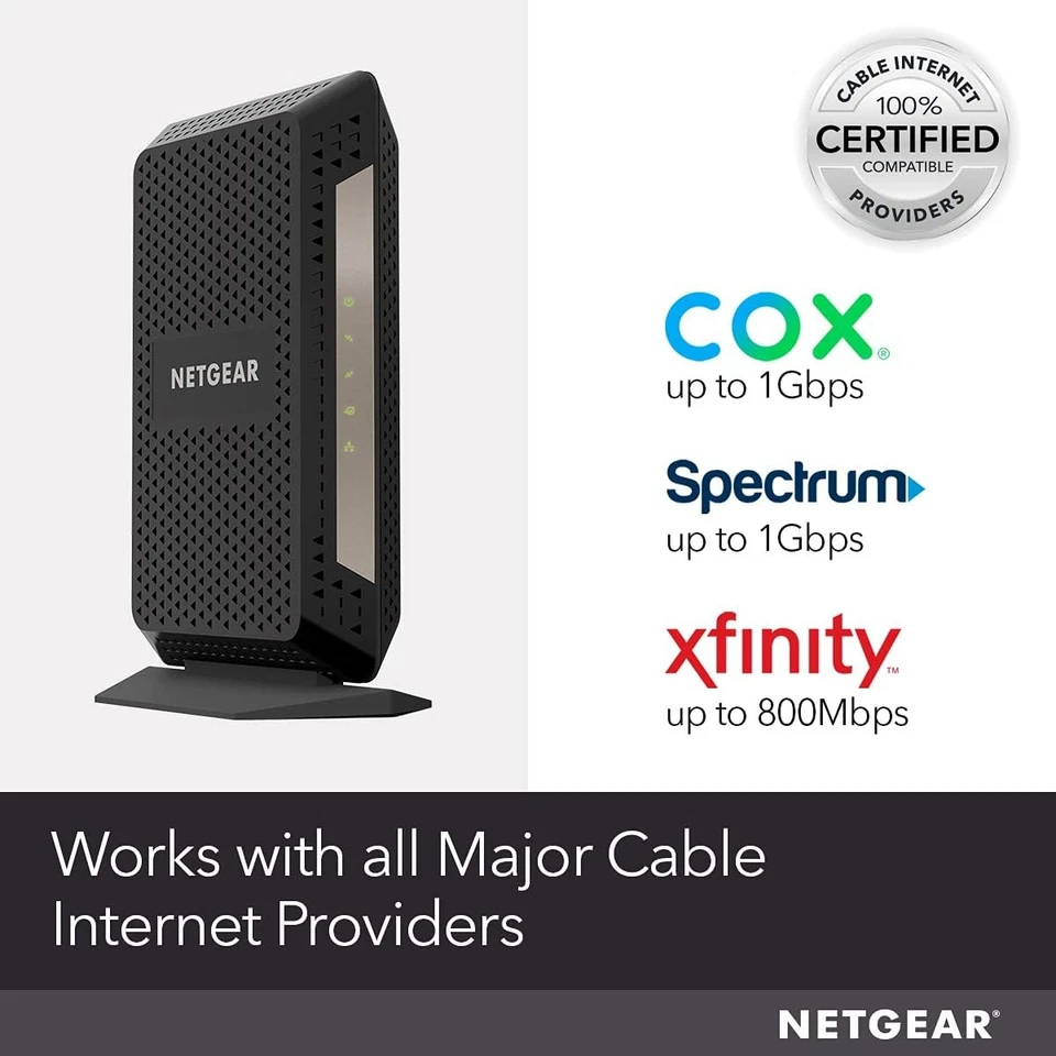 NETGEAR Cable Modem DOCSIS 3.1 (CM1000) Gigabit Modem - BLACK - Image 3 of 4
