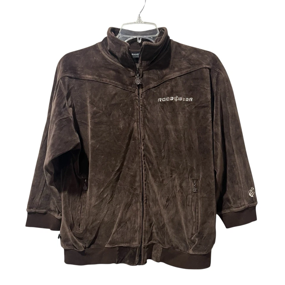 De Colección Roca Wear Velour 2 Piezas Traje de Pista Y2K Niños Talla Pequeña (8) Marrón Chaqueta Pantalones Foto 2 de 4