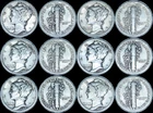 Lot of 6 1942-P Philadelphia Mint Silver Mercury Dimes 90% Silver.