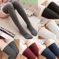 Women Winter Warm Cable Knit Over knee Long Boot Thigh-High Socks Leggings 2025
