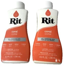 Lot of 2  Rit All Purpose Dye, Coral, 8 fl oz New Unopened Bottles Tie Dye Color