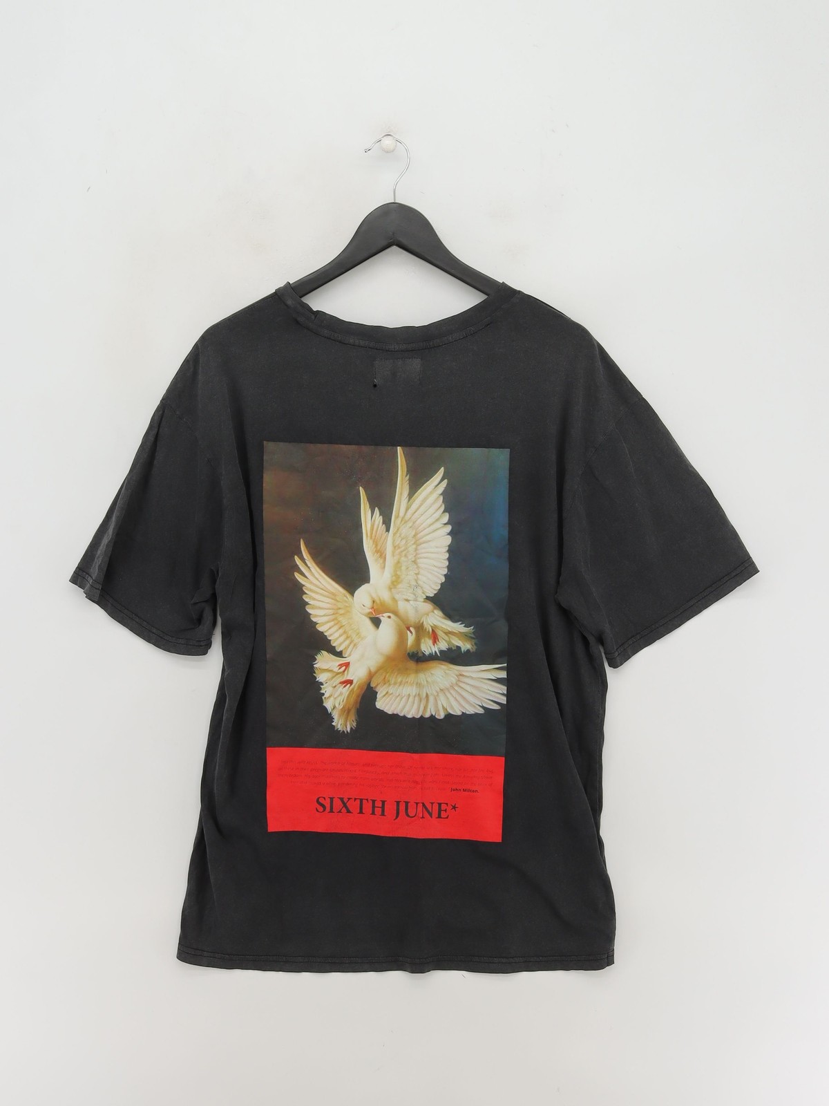 T shirt uomo 6 giugno M nera grafica 100% altra basic