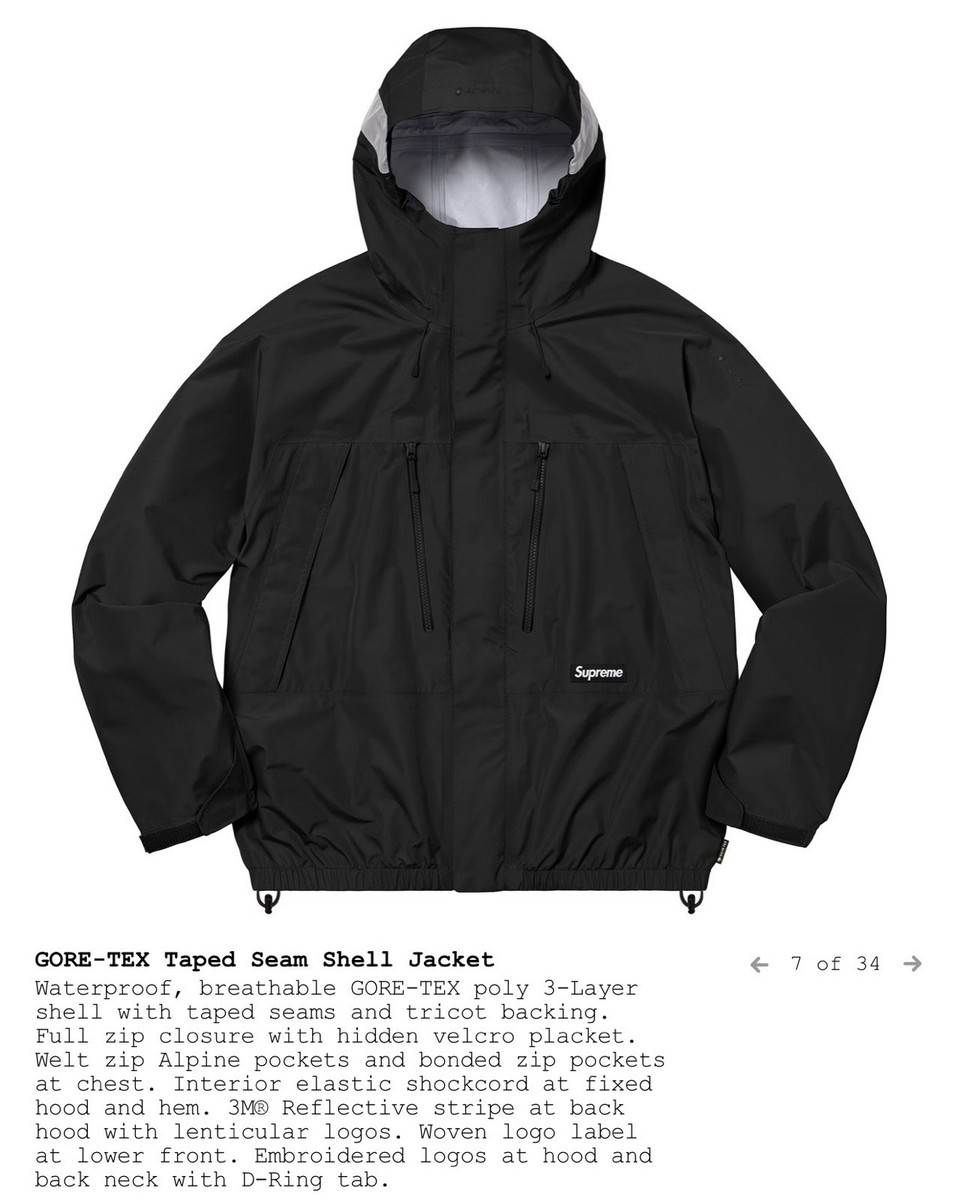希少 Supreme Reflective Taped Seam Jacket Supreme Reflective GORE-TEX Taped Seam Shell Jacket XL | eBay