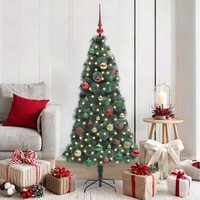 KüNstlicher Vorbeleuchteter Weihnachtsbaum Mit Kugel-Set 150 Cm