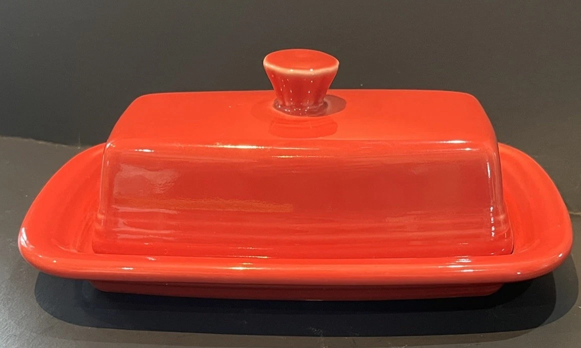 Homer Laughlin Fiesta XL Covered Butter Dish, Scarlet, NWT, 5.25x8.25”, Made USA