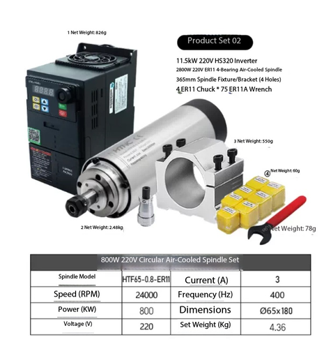 Motore mandrino raffreddato ad aria ad alta velocità per macchine incisione kit motore lavorazione legno - Foto 16 di 24