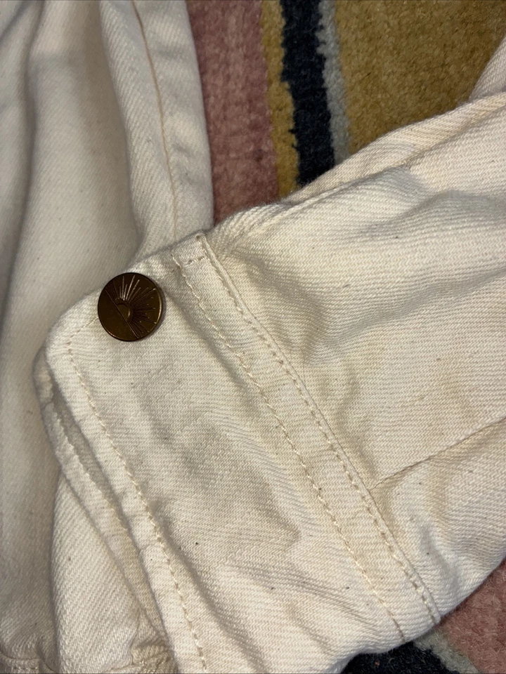 Macacão utilitário Faherty creme marfim overland denim algodão orgânico tamanho XS $228 - Imagem 3 de 4