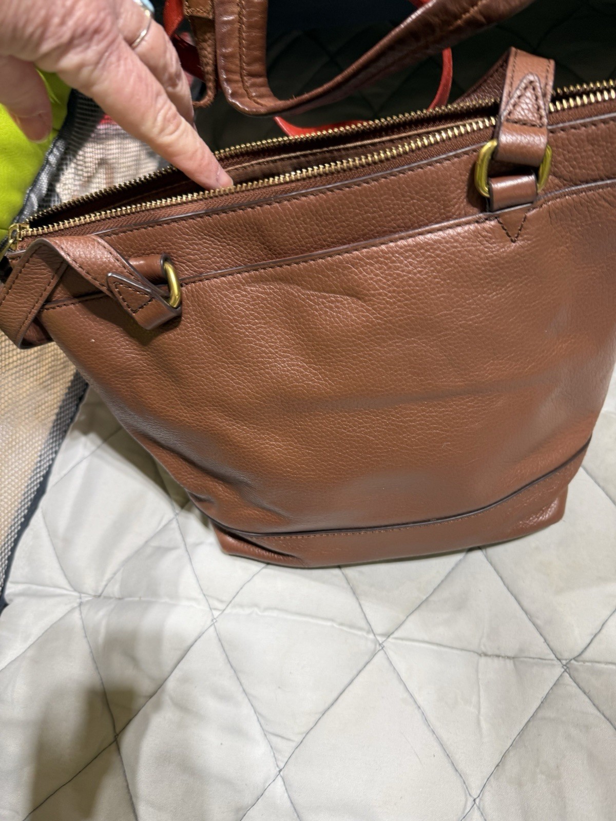 Fossil Geometric Multi-Color Patchwork Leather Sh… - image 4