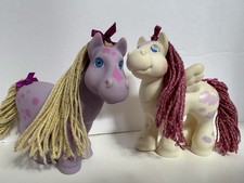 Vtg. 1992 Set Of 2 Cabbage Patch Kids Crimp And Curl Pony Horse Pink Purple