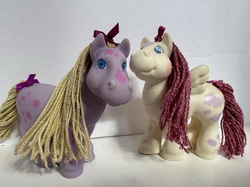 Vtg. 1992 Set Of 2 Cabbage Patch Kids Crimp And Curl Pony Horse Pink Purple