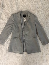 NWT The Limited Gray Blazer XS One Button Tailored Polka Dot Lining