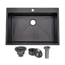 VAPSINT 33x22 Black Drop in Kitchen Sink, 33 Inch Gunmetal Black Stainless St...