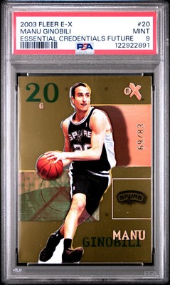 2003 FLEER E-X ESSENTIAL CREDENTIALS FUTURE #20 MANU GINOBILI 69/83 PSA 9