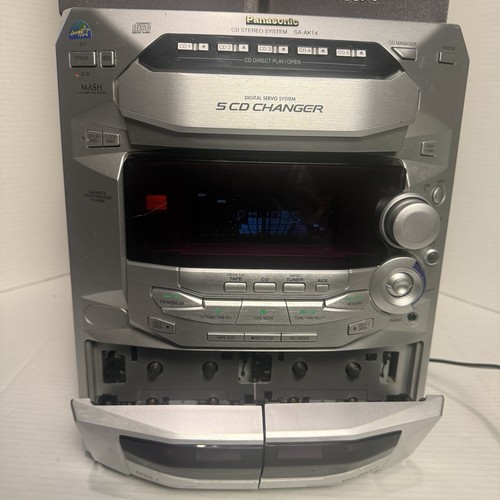 Panasonic SA-AK14 CD Stereo System 5-Disc CD Changer Dual Cassette RARE Read