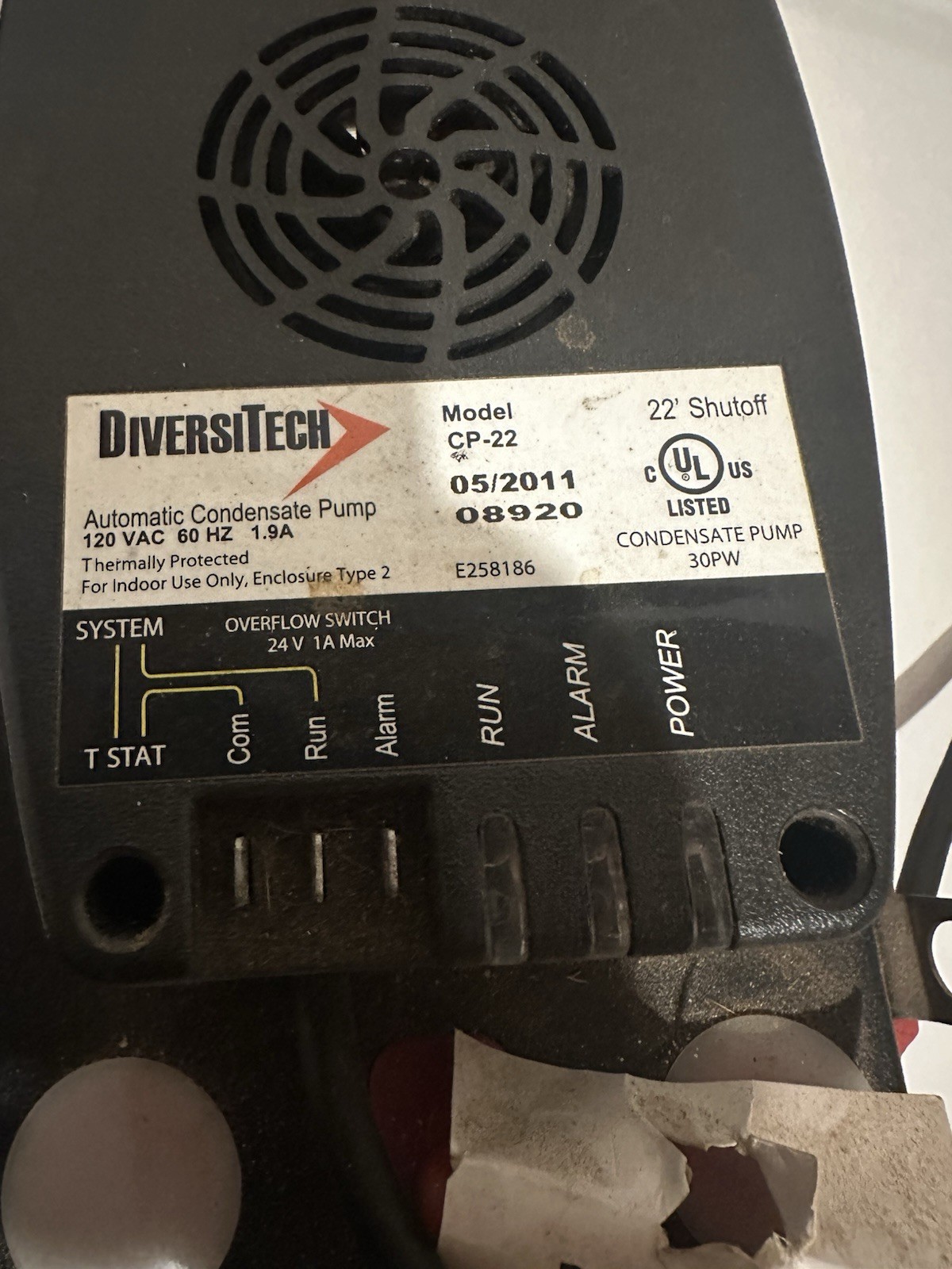 OEM Asurity, DiversiTech CP-22 Condensate Pump 22ft Lift, 120V