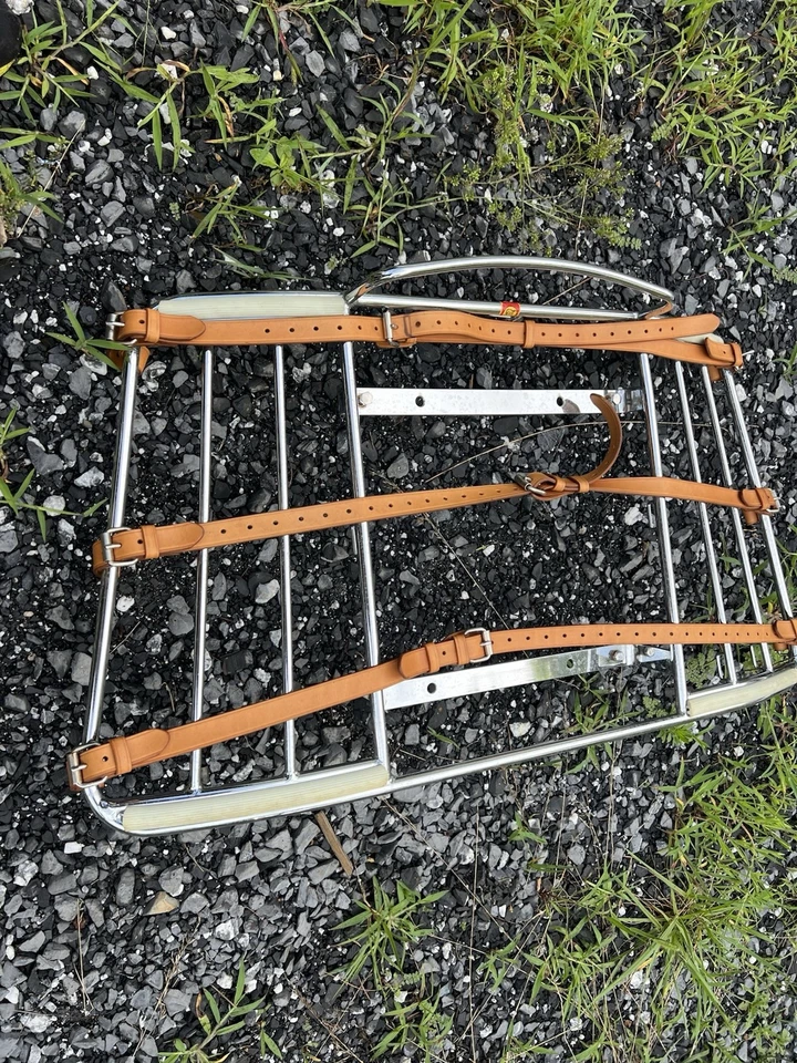 Bagageiro Porsche 356 Leitz Lietz com cintos de couro 356C 356B T6 grade dupla - Imagem 3 de 4