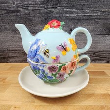Wildflower Tea For One Ceramic Floral Garden Bloom Tea Pot Blue Sky Goldminic