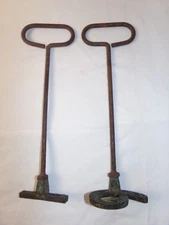 Vintage Set Of 2 Antique Hand Forged Cattle Branding Irons 11"