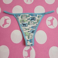 Rare VTG VS PINK Graphic Cotton Low Rise V-string Thong Panty Size Sm