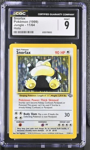 POKEMON 1999 JUNGLE UNLIMITED SNORLAX #11 VINTAGE HOLO ⭐️CGC 9 MINT⭐️