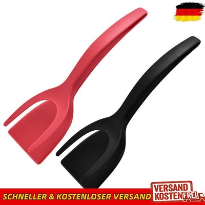 2 In 1 Flip Spatula Tongs Solid Egg Flipper Tongs Toast Omelet Clip Kitchen Tool
