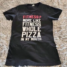 Cute Womens Black "Fitness?" T-shirt
