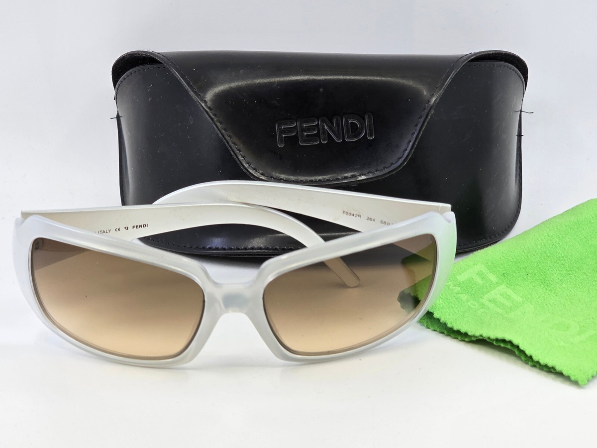 VTG FENDI FS 342R 264 AMBER LENS WHITE FRAME with SIDE LOGO