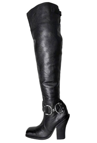 Bottes Femme Colin Stuart Daim Gris Sur Le Genou - Pointure US 7.5 M Occasion - Talon Haut