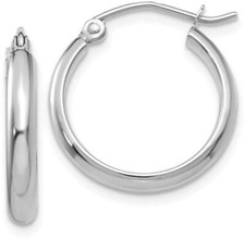 18mm 14K White Gold Polished Hoop Earrings TC649