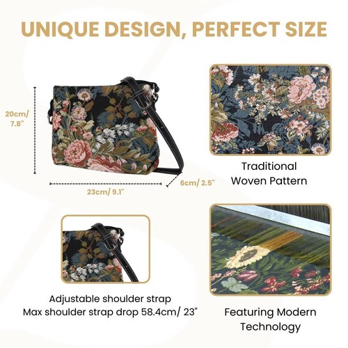 Crossbody Bag Shoulder Handbag Floral Design Signare Tapestry - Picture 15 of 24