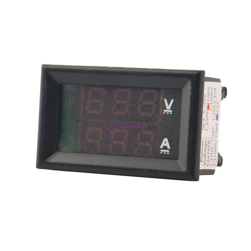 DC 100V 10A Voltmeter Ammeter Blue + Red LED Dual Digital Volt Amp Meter Gauge - Foto 4 di 4