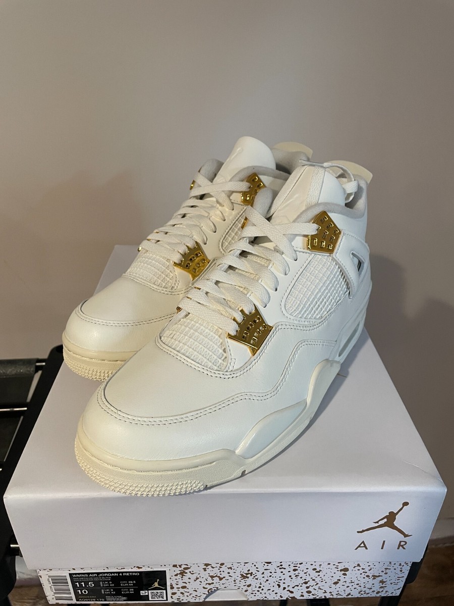 Jordan 4 Metallic Gold Men 10 / 11.5 Women AQ9129-170 NEW White