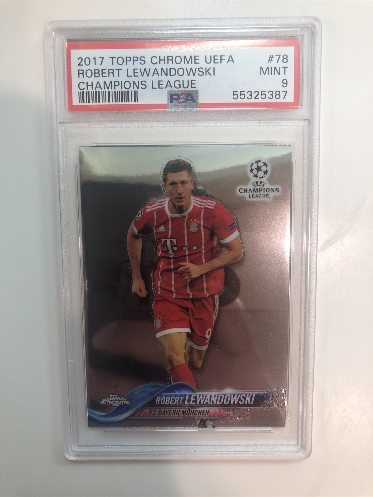 2017 Topps Chrome UEFA Soccer Robert Lewandowski PSA 9 MINT Bayern Munich
