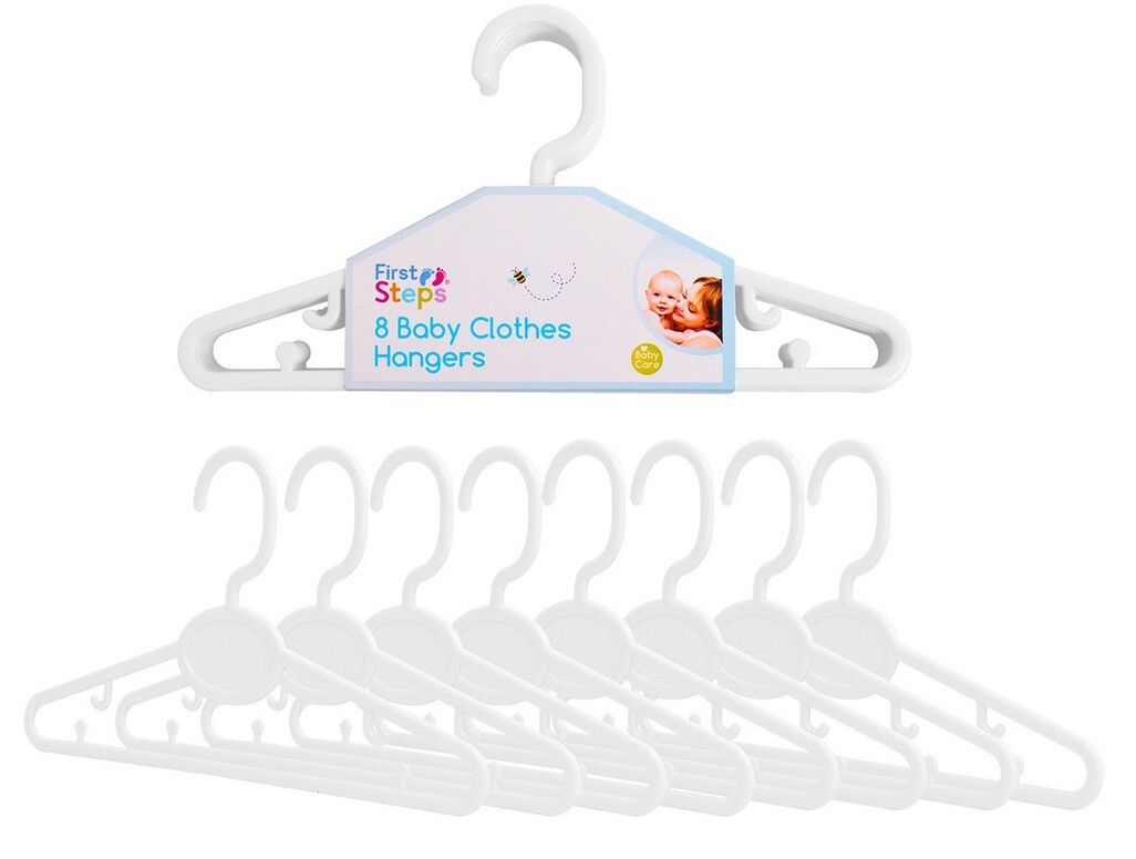 White Baby Toddler Coat Clothes Hangers Plastic Small Ideal For Kids  Clothing - Main Image