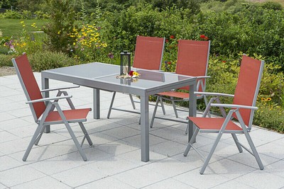 Merxx Gartenmöbel-Set Amalfi 5 tlg., terracotta, Ausziehtisch 120 (180