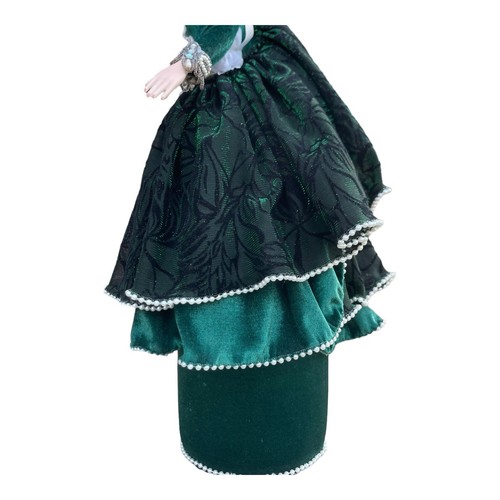 1998 Rustie Porcelain Doll Green Holly Red Hair Fiber Optic WORKS 22" Victorian - Picture 9 of 24