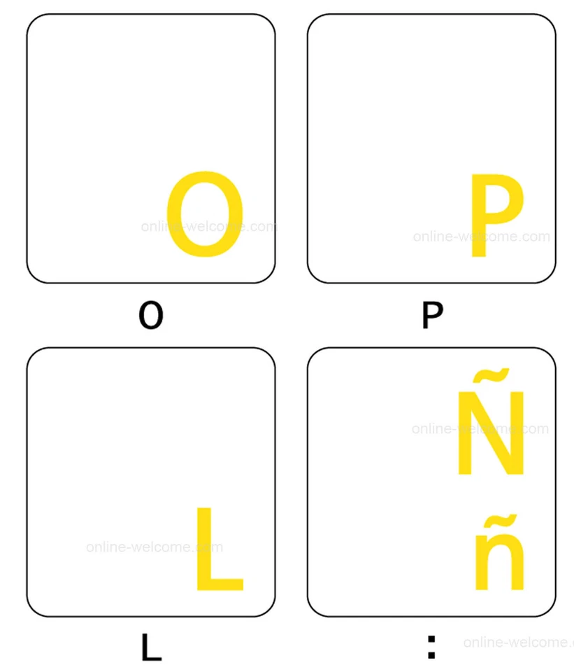 SPANISH LATIN AMERICAN KEYBOARD STICKER TRANSPARENT YELLOW LETTERS - Image 3 of 4