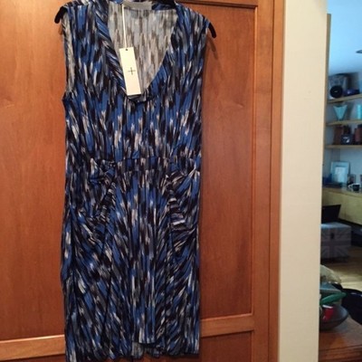 NWT $450 SZ 10 Thakoon Addition Blue Scoop Neck Print Dress Style # 501869390  