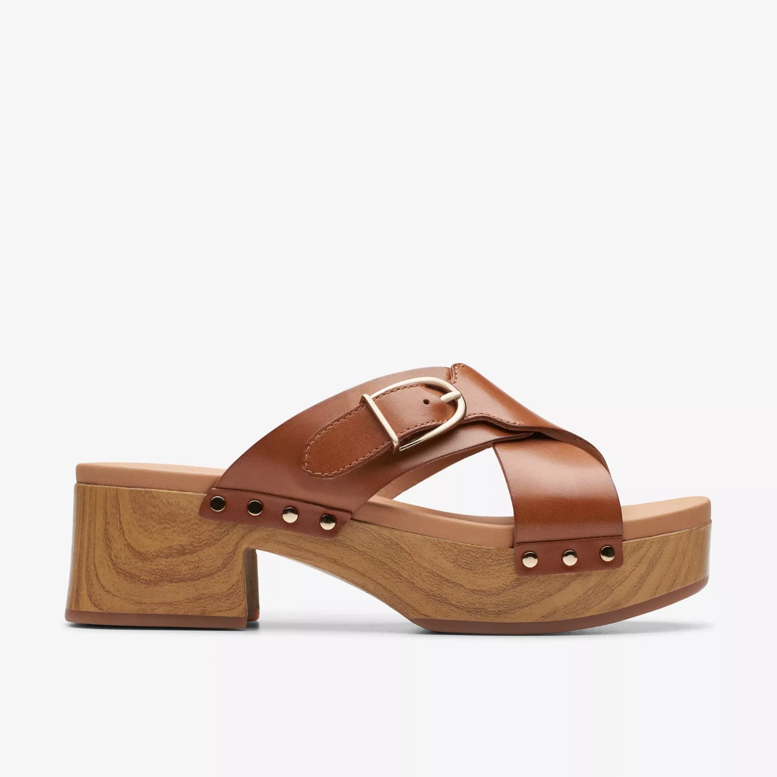 BNIB Clarks Ladies SIVANNE WALK Tan Leather Clog Sandals