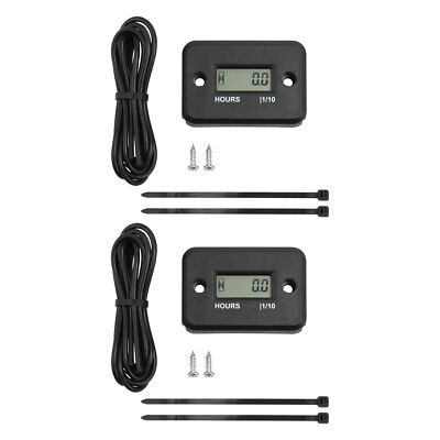 2PCS Digital Hour Meters Waterproof LCD Display ATV Snowmobile Boat Dirt Bike